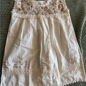 Vintage Lace Trim Sleeveless Dress embroidered
